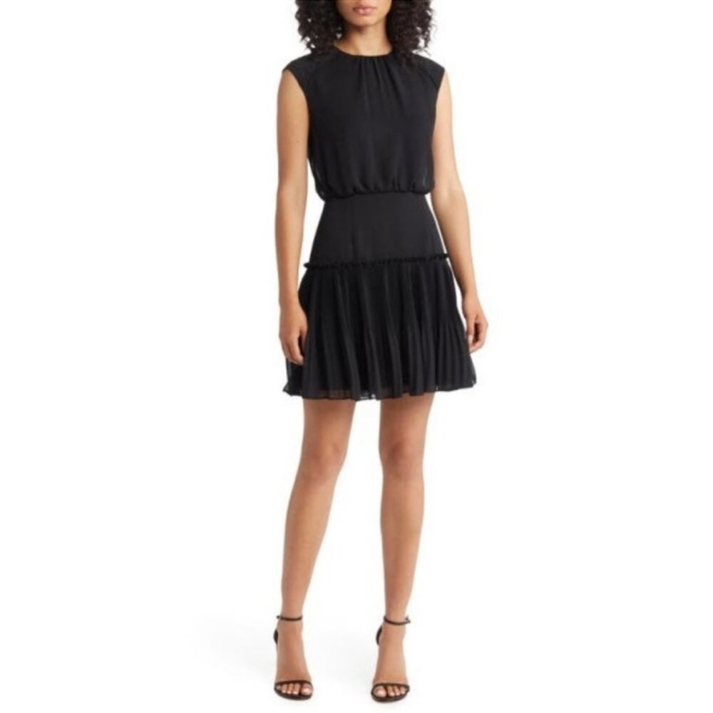 TED BAKER London Asli Sleeveless Micropleat Detail Dress in‎ Black Size 1